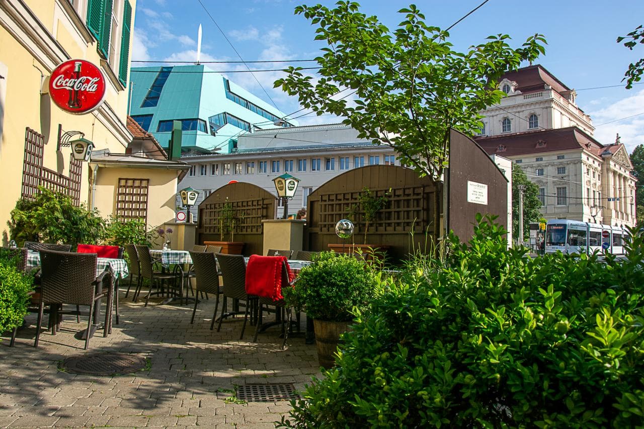 Gastgarten und Umgebung des Restaurant Brandhof in Graz